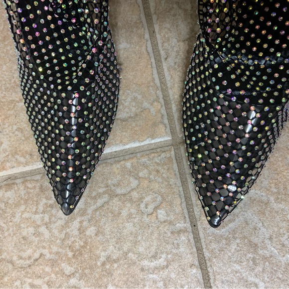 Thigh high sheer boots with rhinestones - Picture 2 of 5